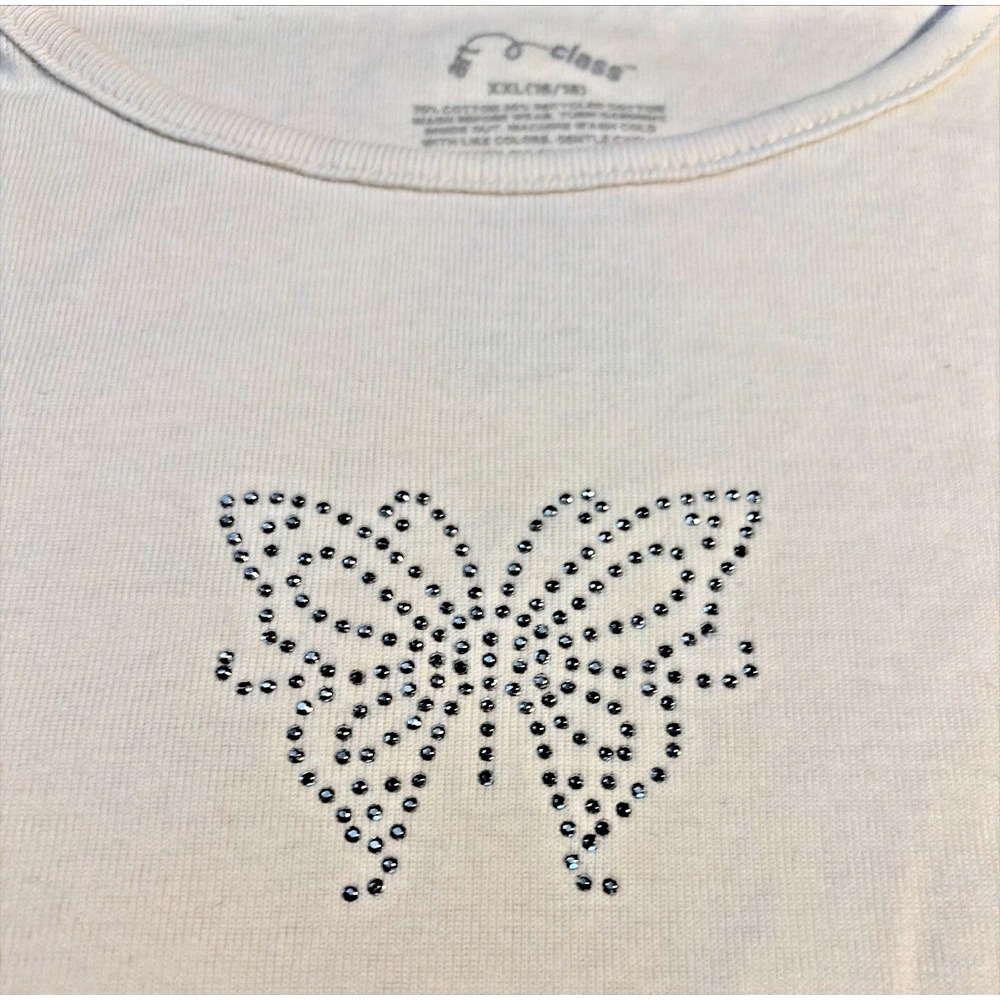 art class Long Sleeve Glitter Butterfly Shirt in Cream - Girls XXL (16/18) - Picture 2 of 5